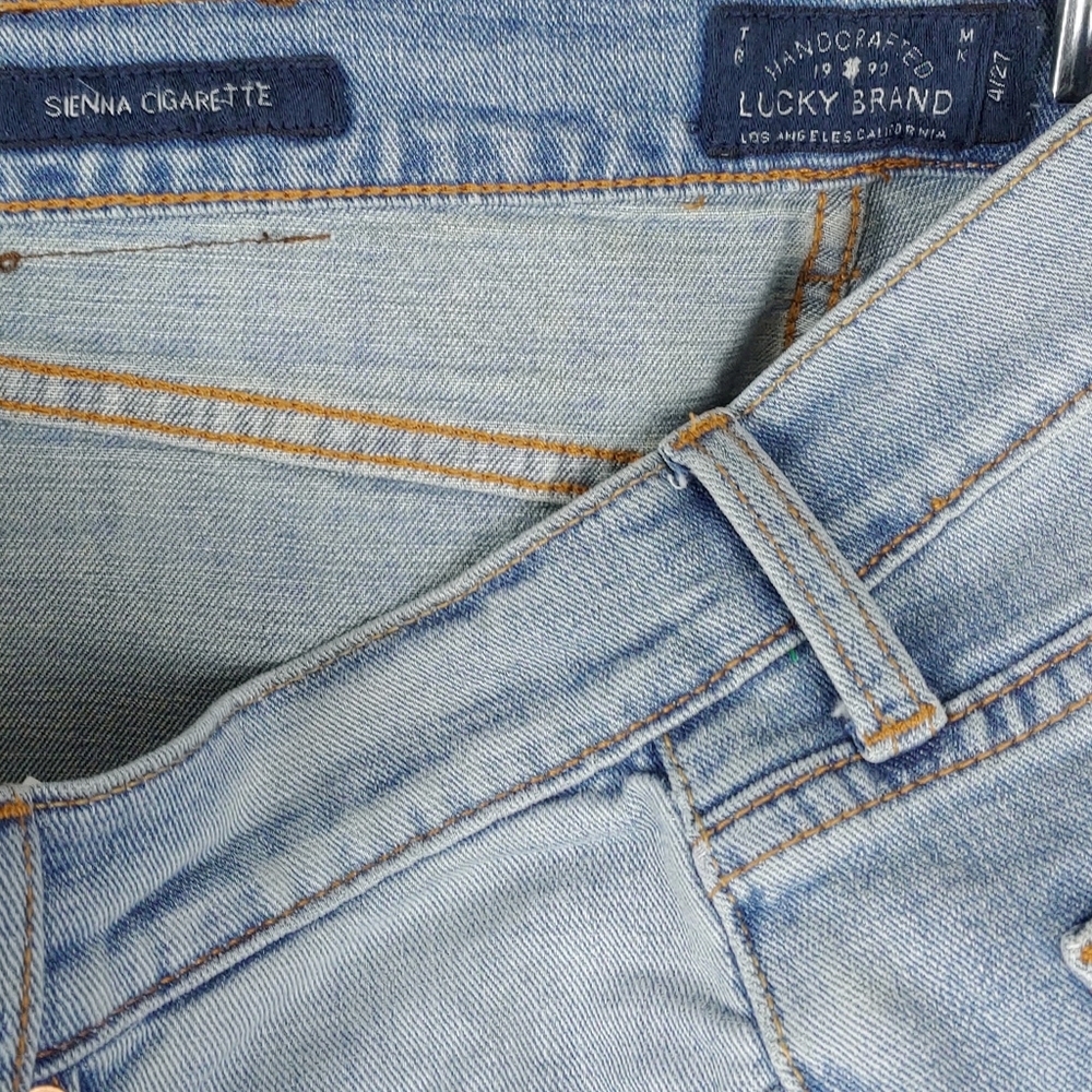 Lucky Brand Womens 4/27 Sienna Cigarette Light Blue Distressed Jeans - Picture 4 of 6